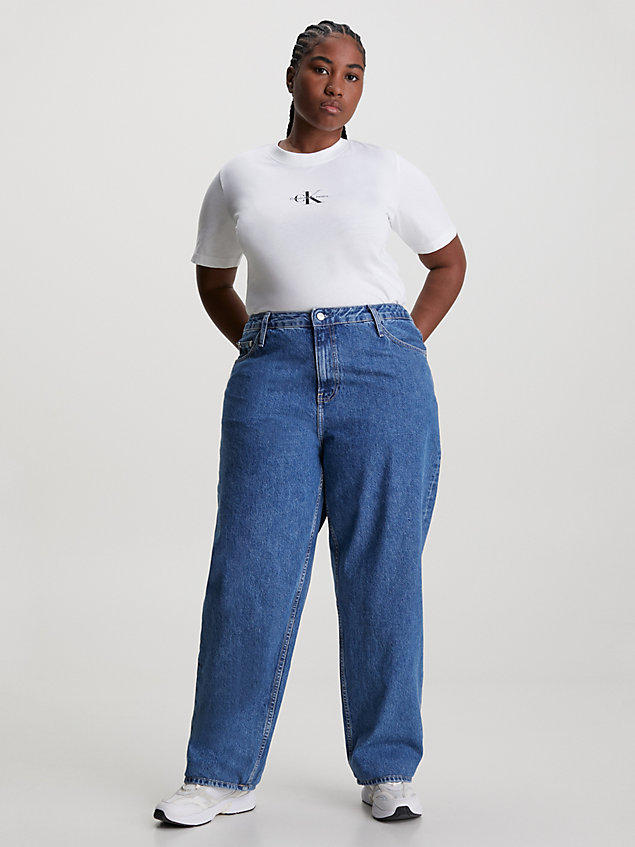 camiseta de talla grande con monograma white de mujer calvin klein jeans