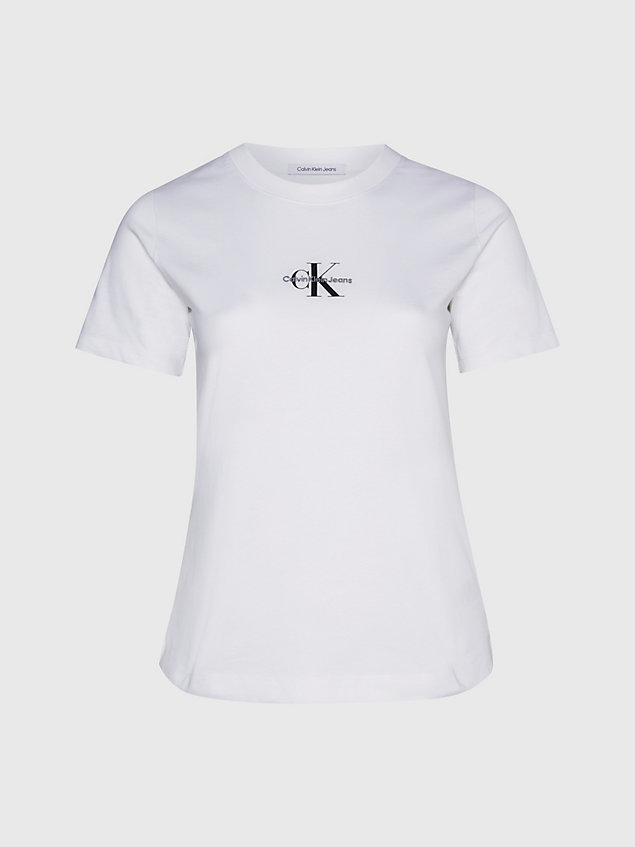 white plus size monogram t-shirt voor dames - calvin klein jeans