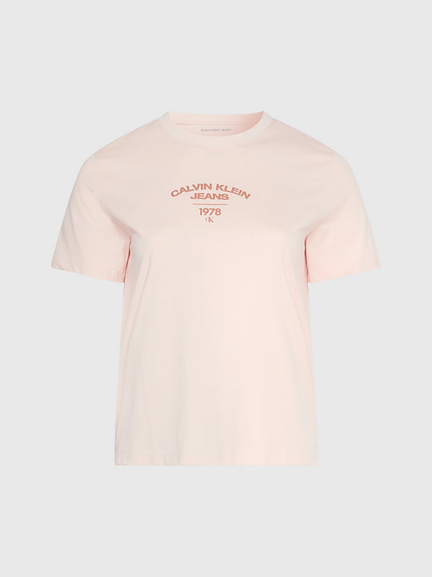 faint blossom t-shirt met varsity-logo in een grote maat voor dames - calvin klein jeans