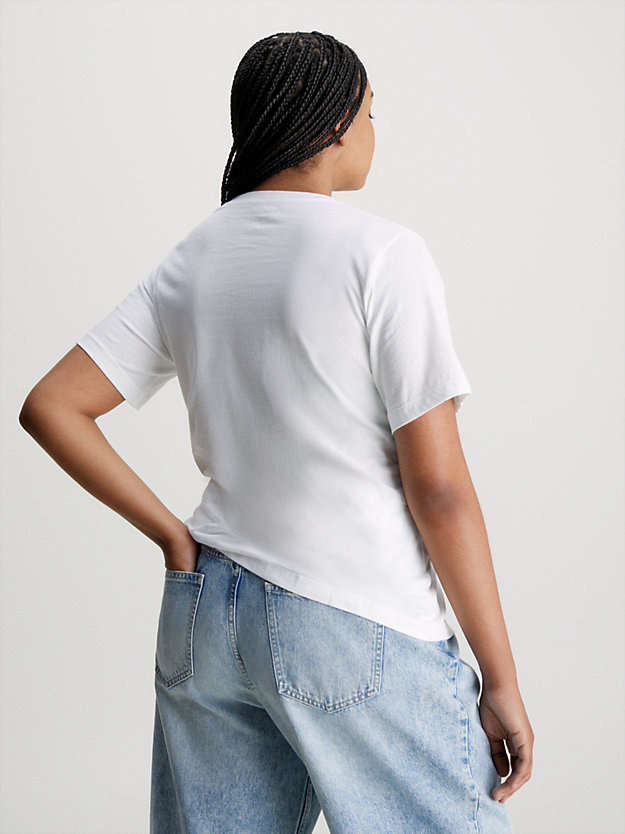 t-shirt slim in confezione da 2 plus size faint blossom / bright white da donna calvin klein jeans
