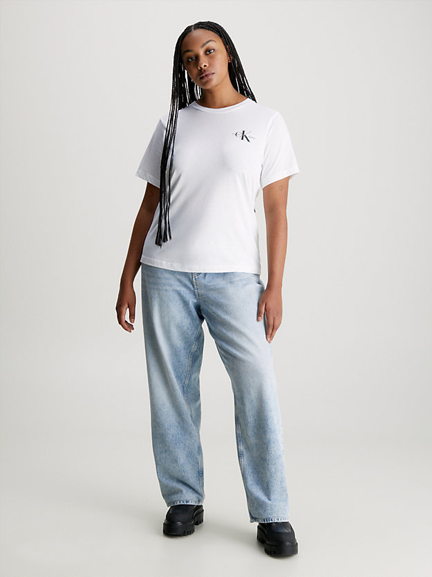 lot de 2 t-shirts slim grande taille faint blossom / bright white pour femmes calvin klein jeans