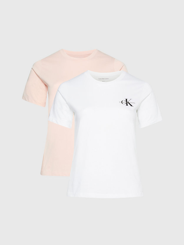 t-shirt slim in confezione da 2 plus size faint blossom / bright white da donna calvin klein jeans