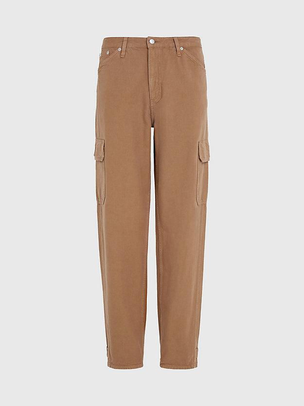 pantaloni cargo in tela in cotone denim medium da donna calvin klein jeans