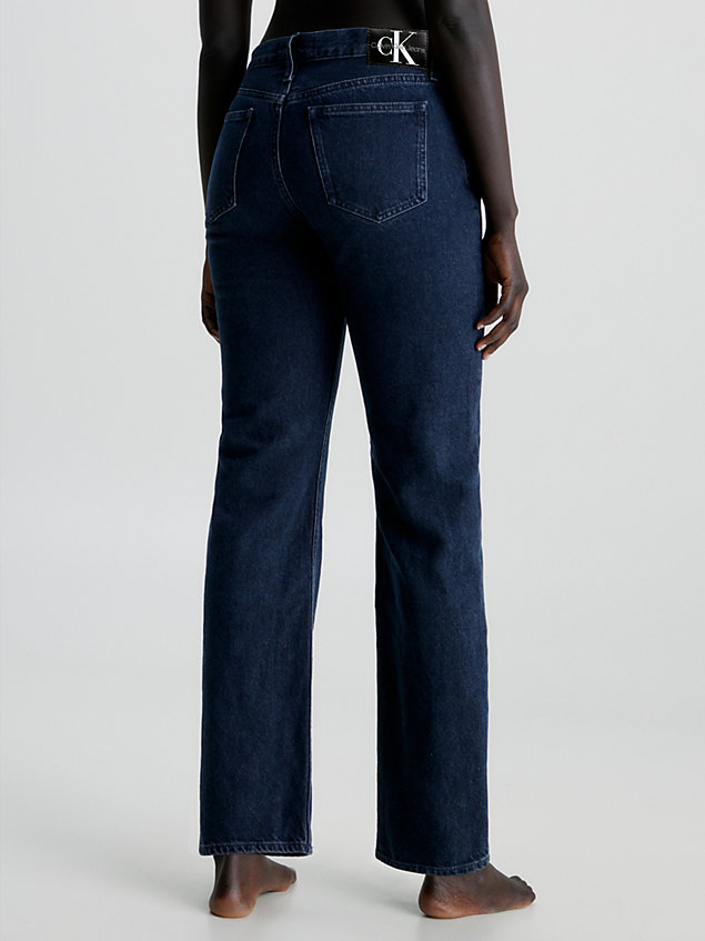 jean droit taille basse blue pour femmes calvin klein jeans