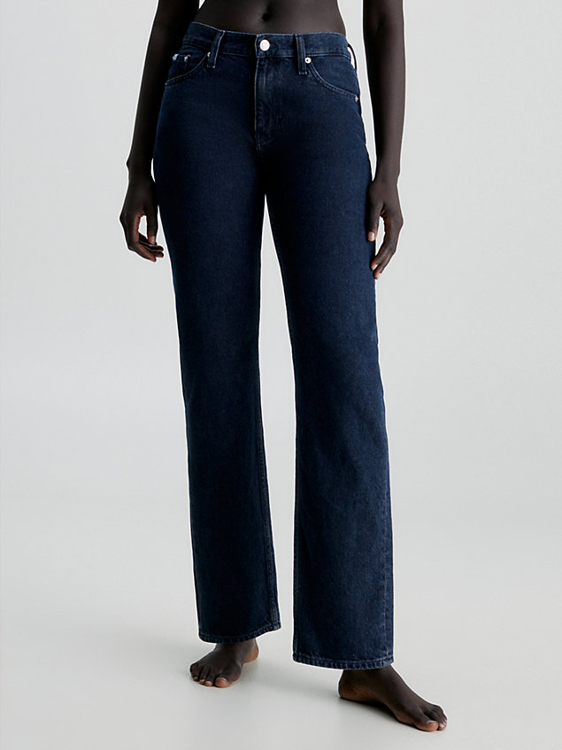 blue straight jeans met lage taille voor dames - calvin klein jeans