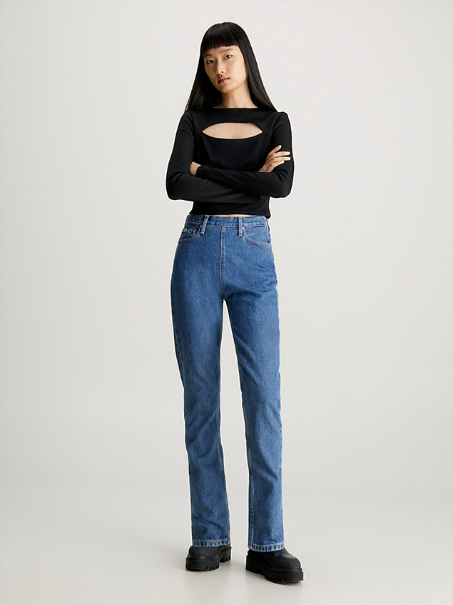 blue authentische slim straight jeans für damen - calvin klein jeans