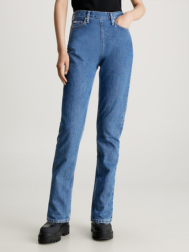 blue authentische slim straight jeans für damen - calvin klein jeans