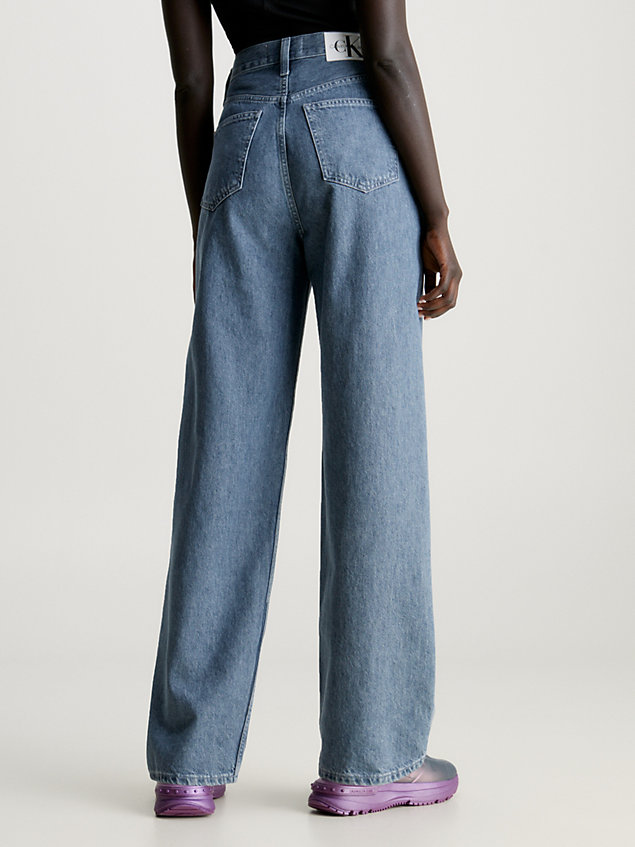 grey relaxed jeans met hoge taille voor dames - calvin klein jeans