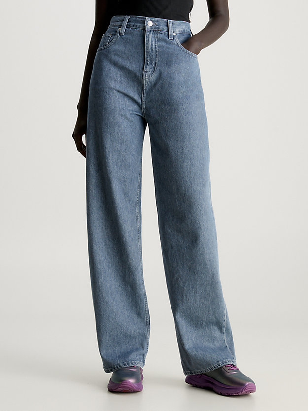 denim grey relaxed jeans met hoge taille voor dames - calvin klein jeans