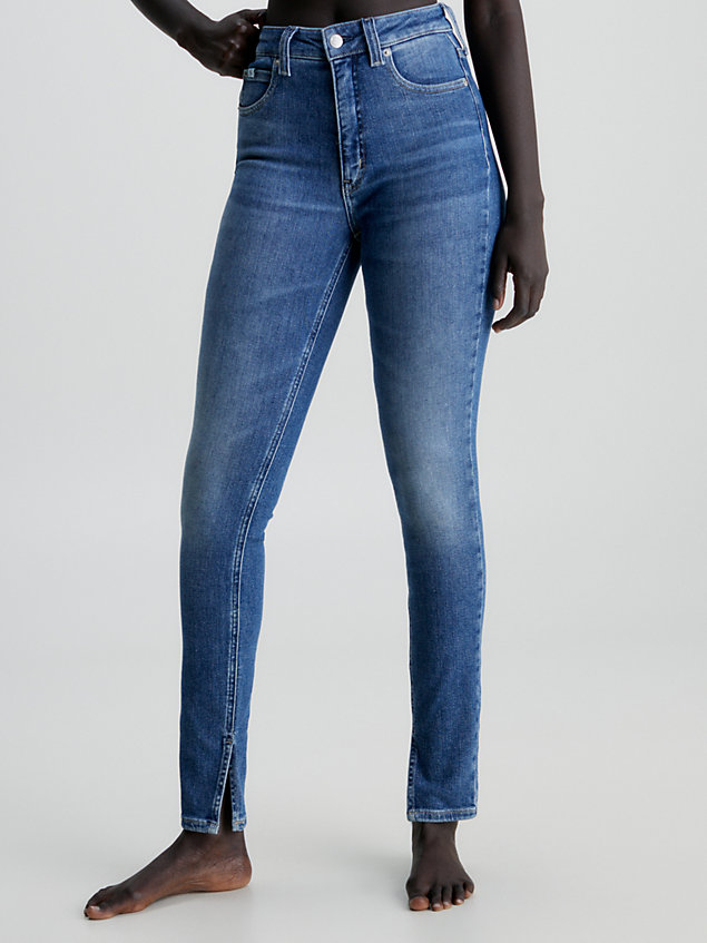 blue high rise super skinny ankle jeans for women calvin klein jeans