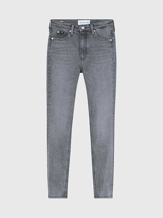 denim grey high rise super skinny enkellange jeans voor dames - calvin klein jeans