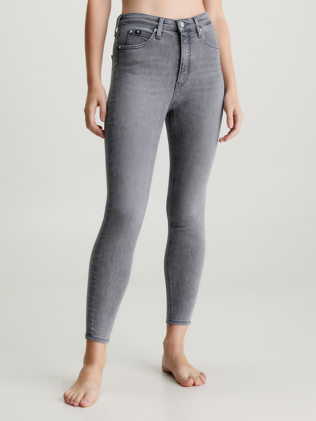 grey jeansy do kostek high rise super skinny dla kobiety - calvin klein jeans