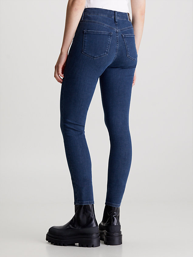 blue high rise super skinny enkellange jeans voor dames - calvin klein jeans