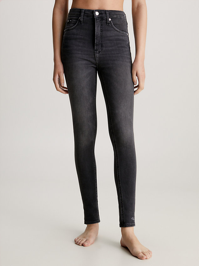 black high rise super skinny enkellange jeans voor dames - calvin klein jeans