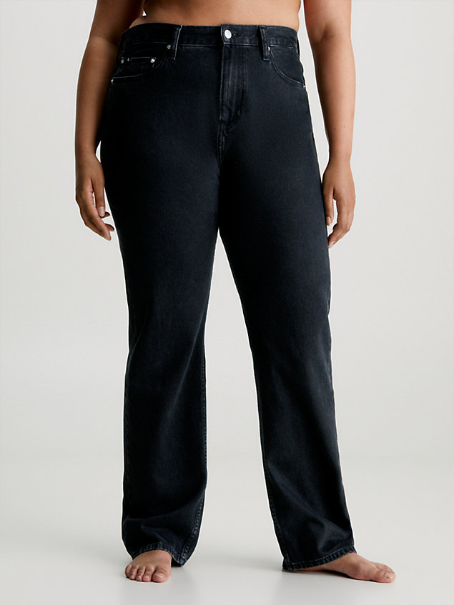 black high-rise straight jeans für damen - calvin klein jeans