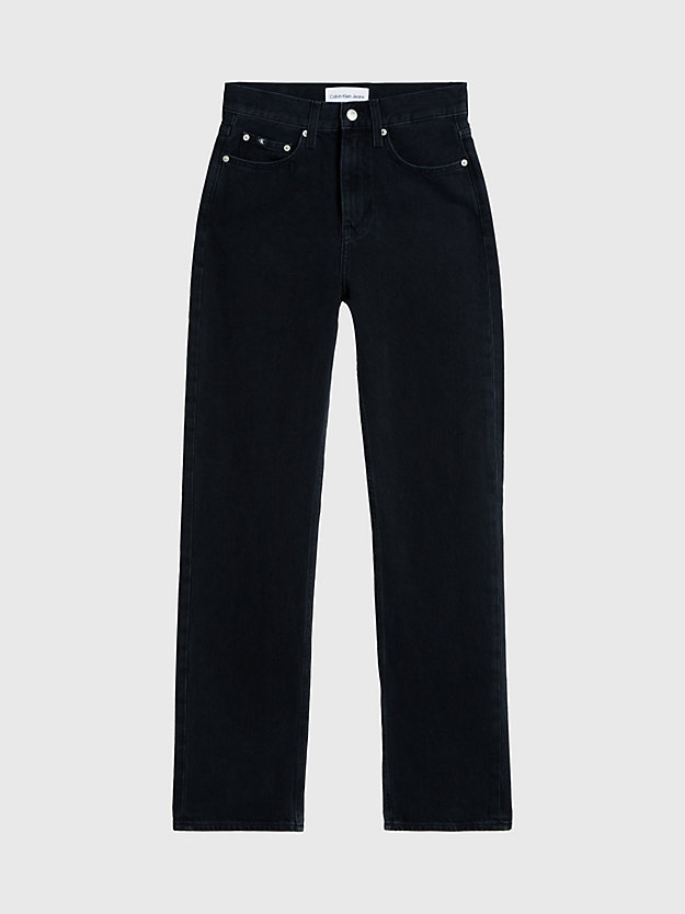 denim black high-rise straight jeans für damen - calvin klein jeans