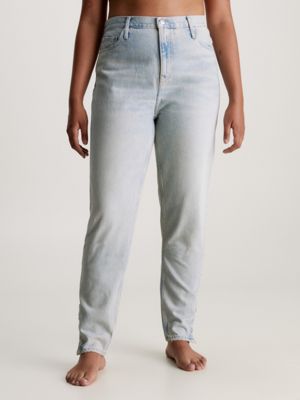 CALVIN KLEIN JEANS HIGH WAIST MOM JEANS WITH RIPS Woman Denim