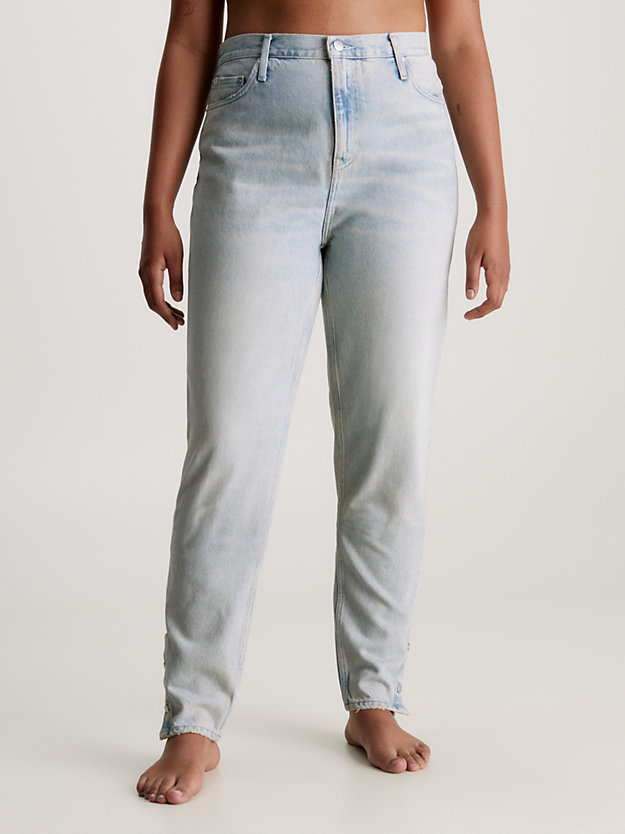denim light mom-jeans mit knopfsaum für damen - calvin klein jeans