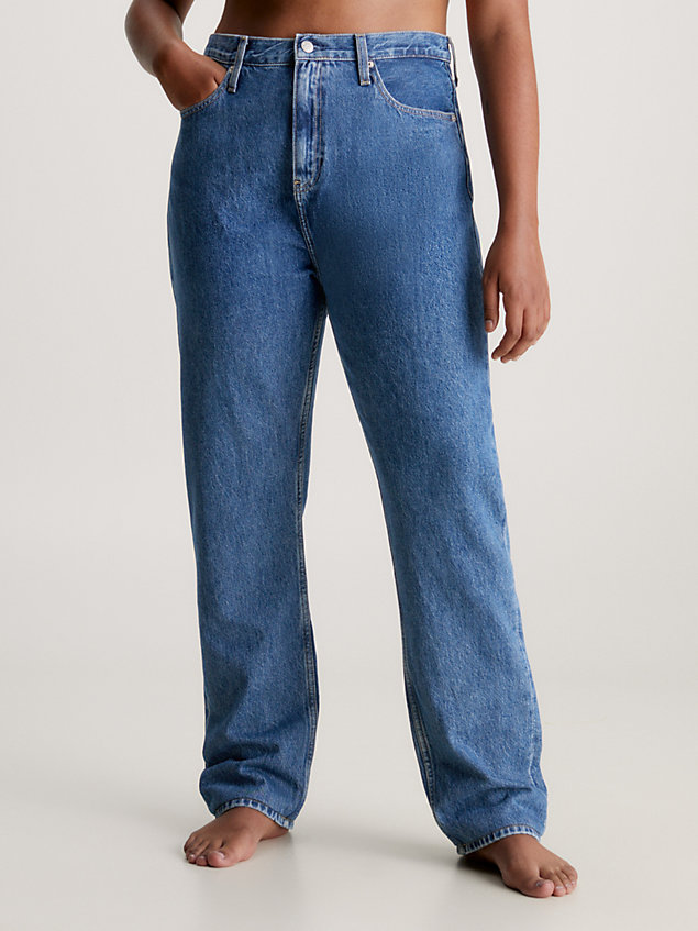 blue high rise straight jeans voor dames - calvin klein jeans