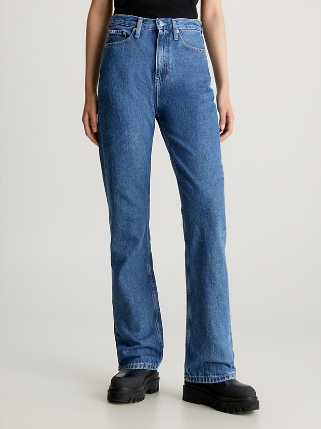 blue high-rise straight jeans für damen - calvin klein jeans