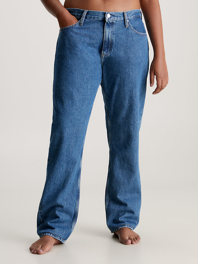 jean droit taille basse blue pour femmes calvin klein jeans