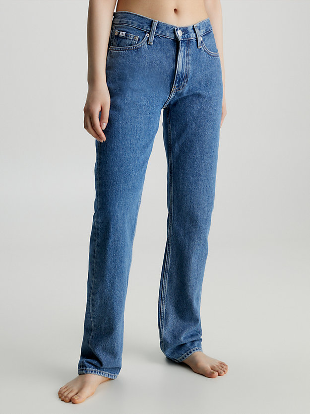 jean droit taille basse denim medium pour femmes calvin klein jeans