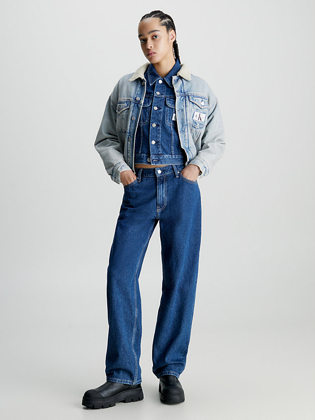 denim medium jeansy straight w stylu lat 90. dla kobiety - calvin klein jeans