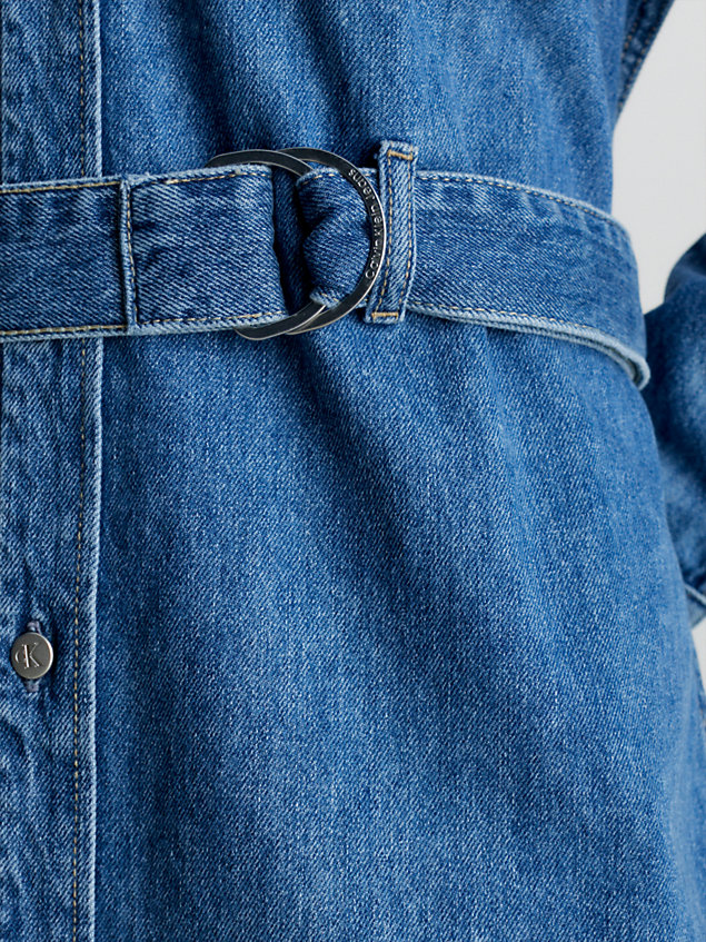 blue denim overhemdjurk met riem voor dames - calvin klein jeans