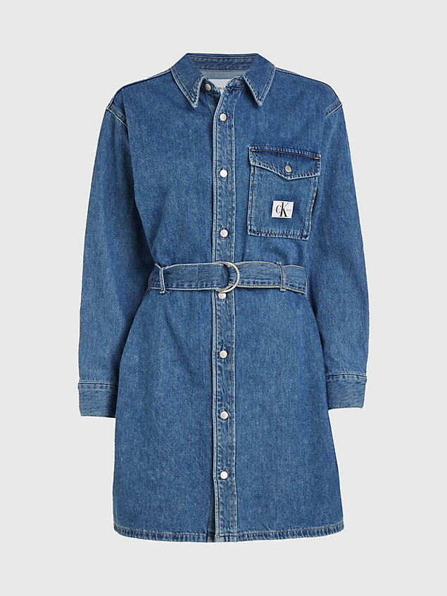 blue belted denim shirt dress for women calvin klein jeans
