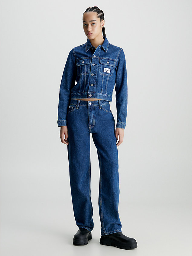 blue cropped denim jacket for women calvin klein jeans