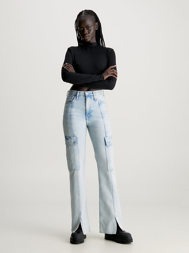 denim light jeansy bojówki bootcut z rozcięciami dla kobiety - calvin klein jeans