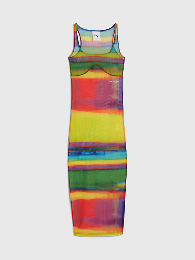 pride aop multicolour mesh tank dress - pride for women calvin klein jeans