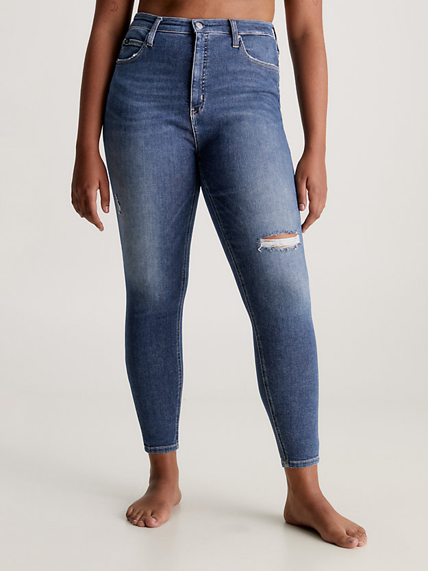 denim dark jeansy do kostek high rise super skinny dla kobiety - calvin klein jeans