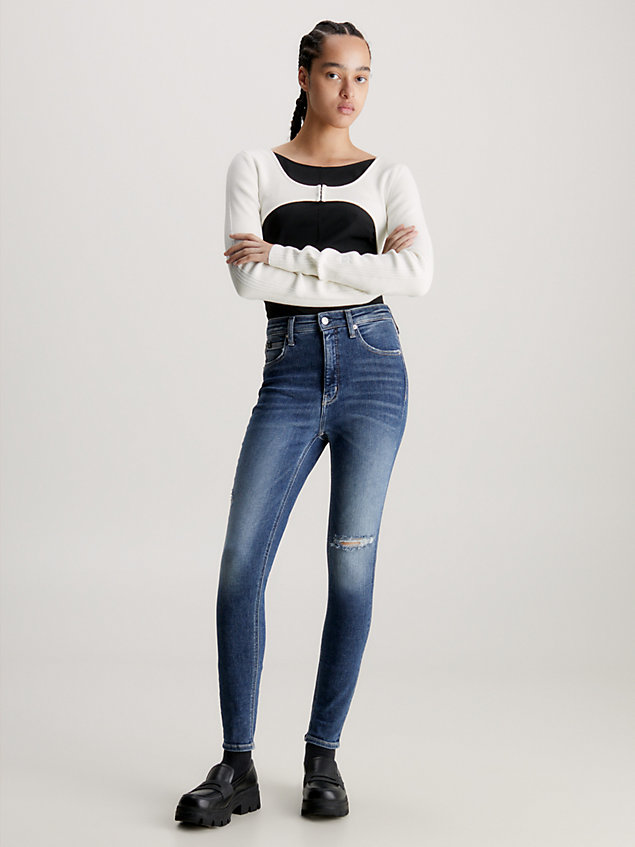 blue high rise super skinny enkellange jeans voor dames - calvin klein jeans