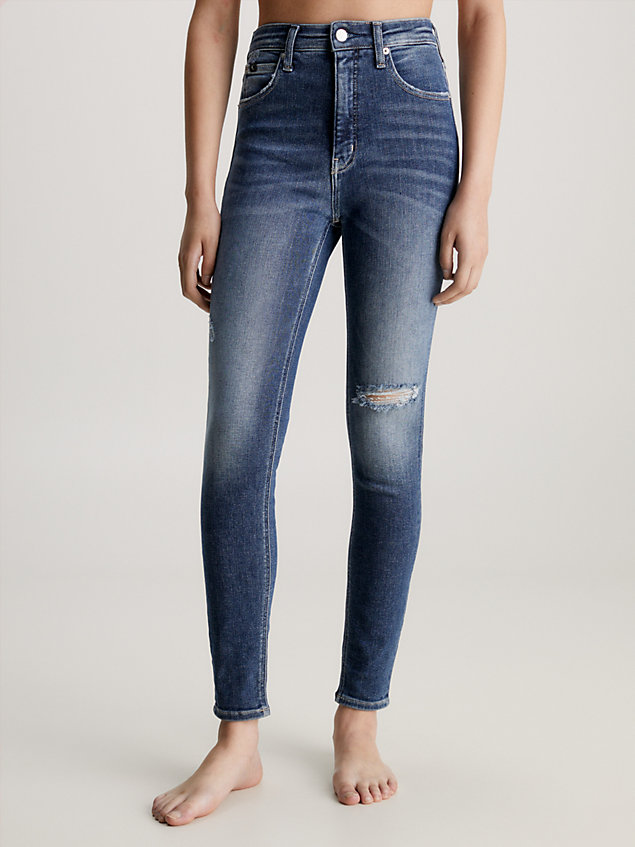 blue high rise super skinny ankle jeans for women calvin klein jeans