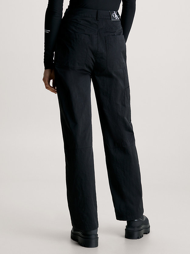 pantalon relaxed taille haute avec ceinture ck black pour femmes calvin klein jeans