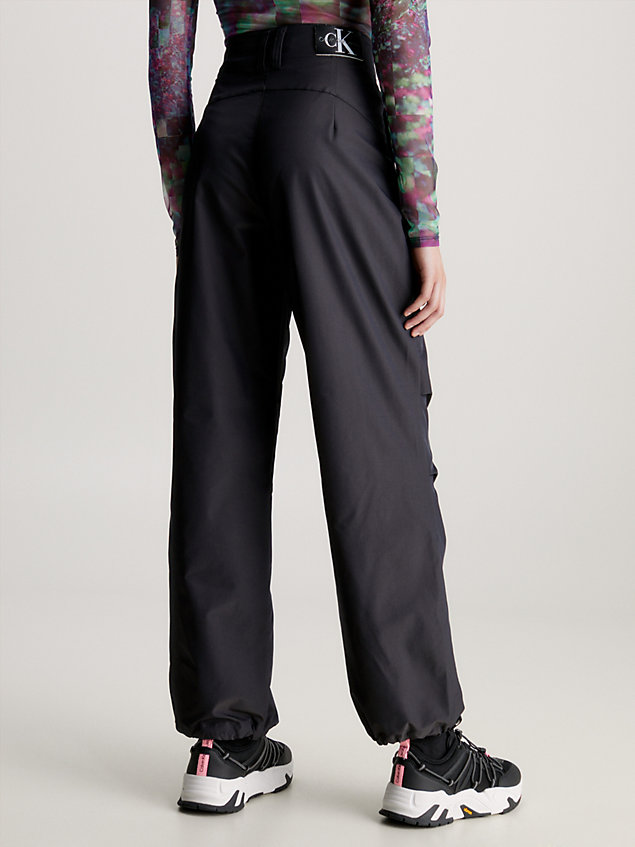 black soft nylon cargo pants for women calvin klein jeans