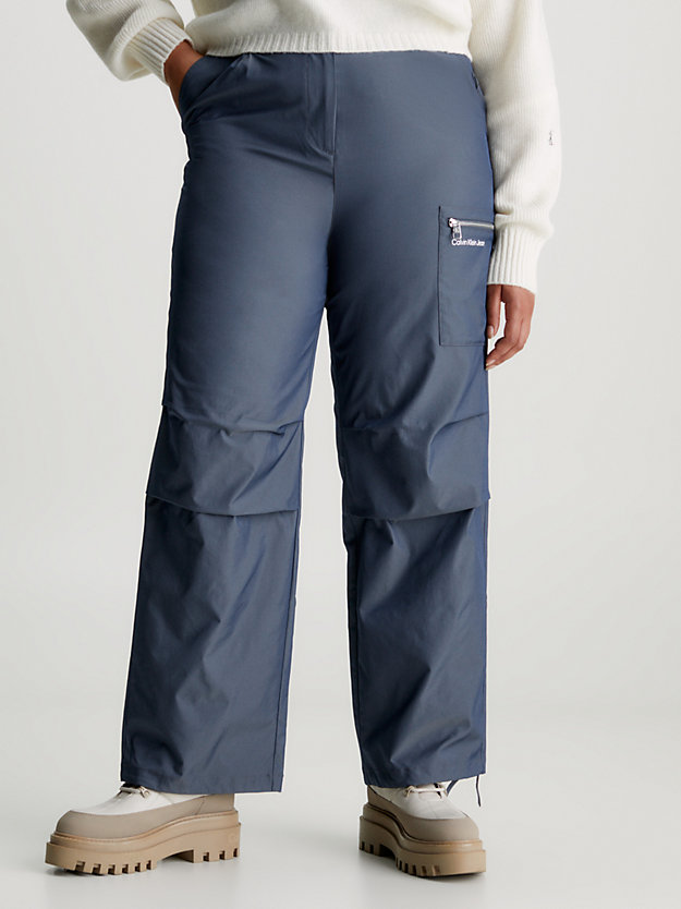 pantaloni cargo in morbido nylon two tone blue grey da donna calvin klein jeans