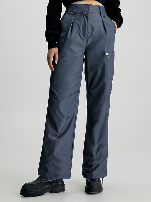 two tone blue grey soft nylon cargo pants for women calvin klein jeans