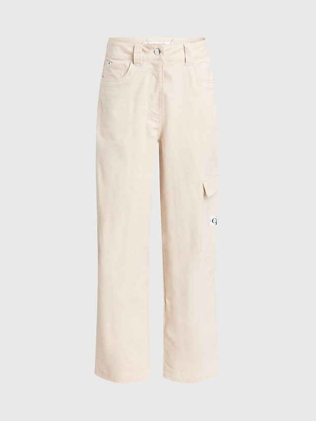 putty beige corduroy cargobroek met hoge taille voor dames - calvin klein jeans