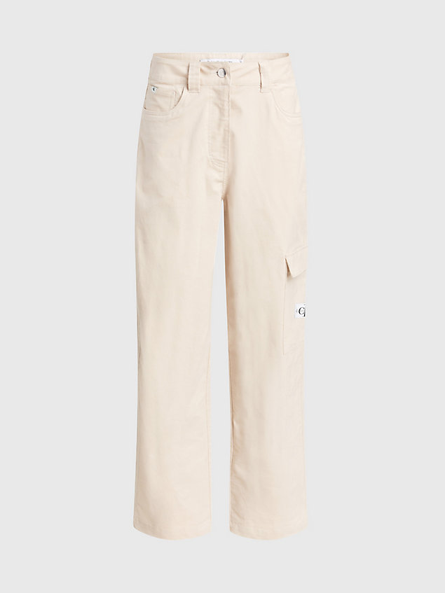 beige high rise corduroy cargo pants for women calvin klein jeans