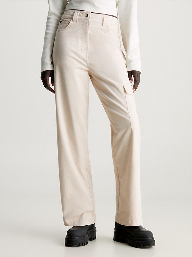 putty beige bojówki sztruksowe z wysokim stanem dla kobiety - calvin klein jeans