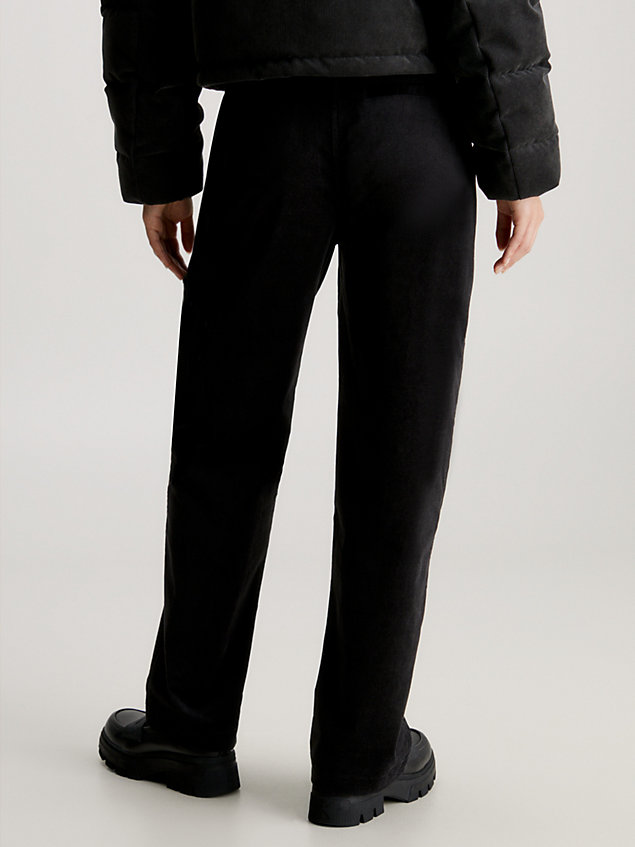 black corduroy cargobroek met hoge taille voor dames - calvin klein jeans