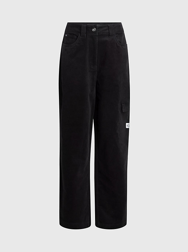 ck black corduroy cargobroek met hoge taille voor dames - calvin klein jeans