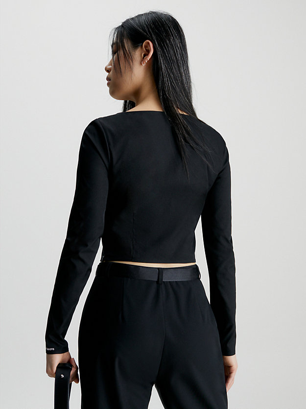 ck black langärmliges top mit cut-out-detail für damen - calvin klein jeans