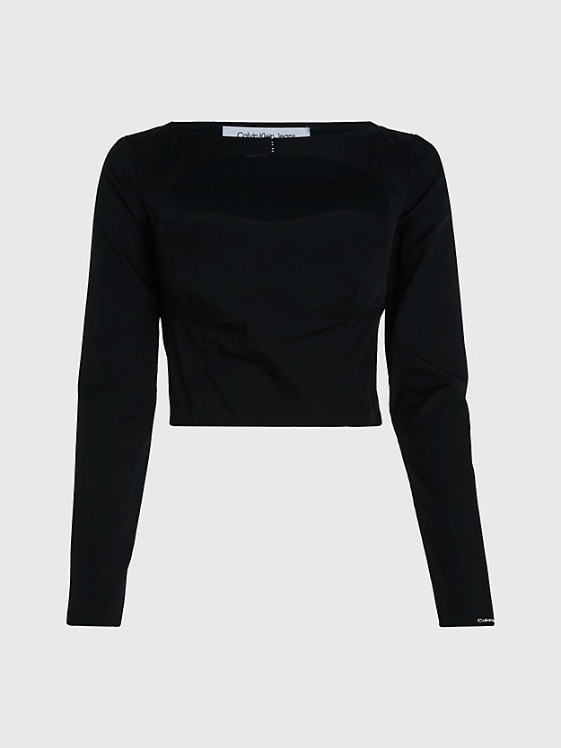 ck black top z wycięciem i długim rękawem dla kobiety - calvin klein jeans