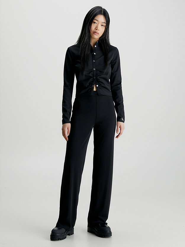 ck black fitted overhemd met lange mouwen voor dames - calvin klein jeans