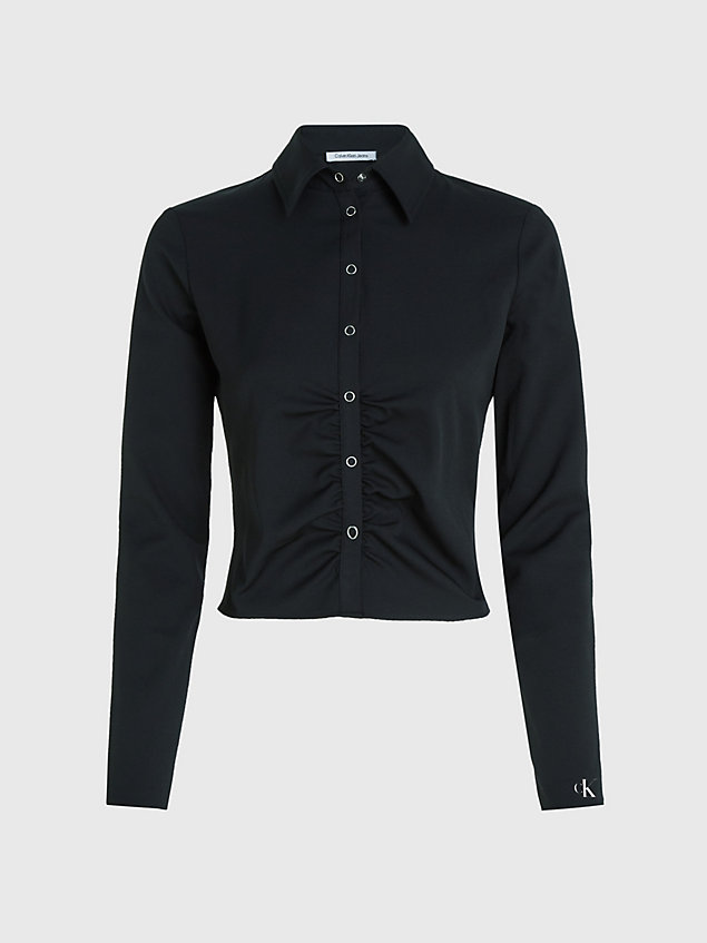 black fitted long sleeve shirt for women calvin klein jeans