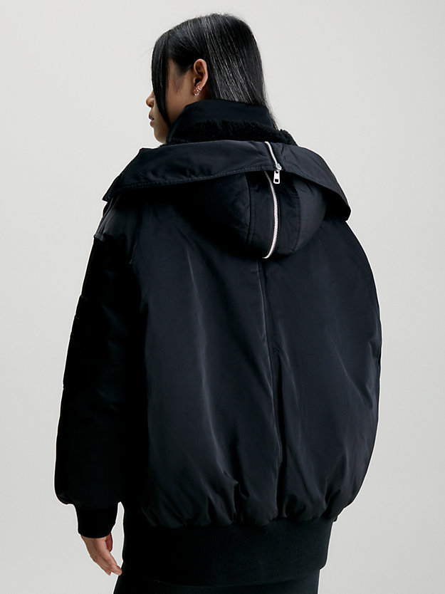 ck black oversized hooded bomber jacket for women calvin klein jeans