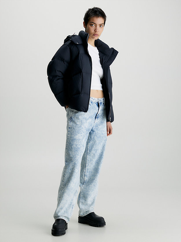 ck black pikowana kurtka puchowa ck oversize dla kobiety - calvin klein jeans